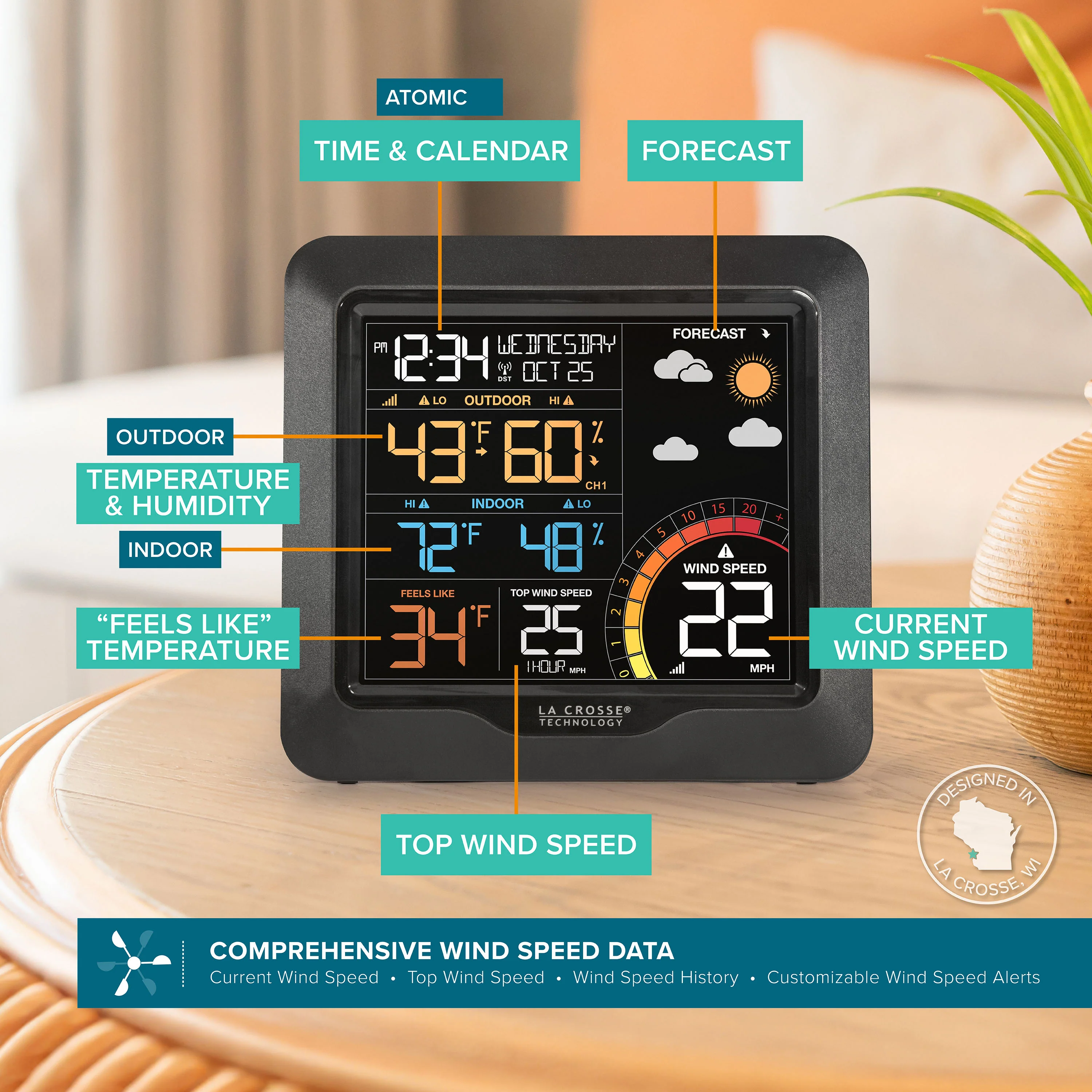 327-1417V3 Color Wind Speed Weather Station - Image 4
