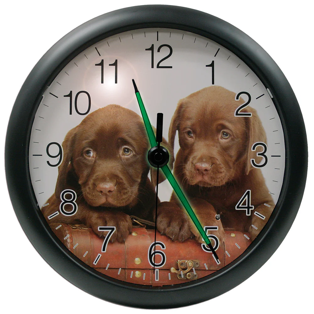 10 inch Wall Clock with Glowing Hands - Puppies - Image 3