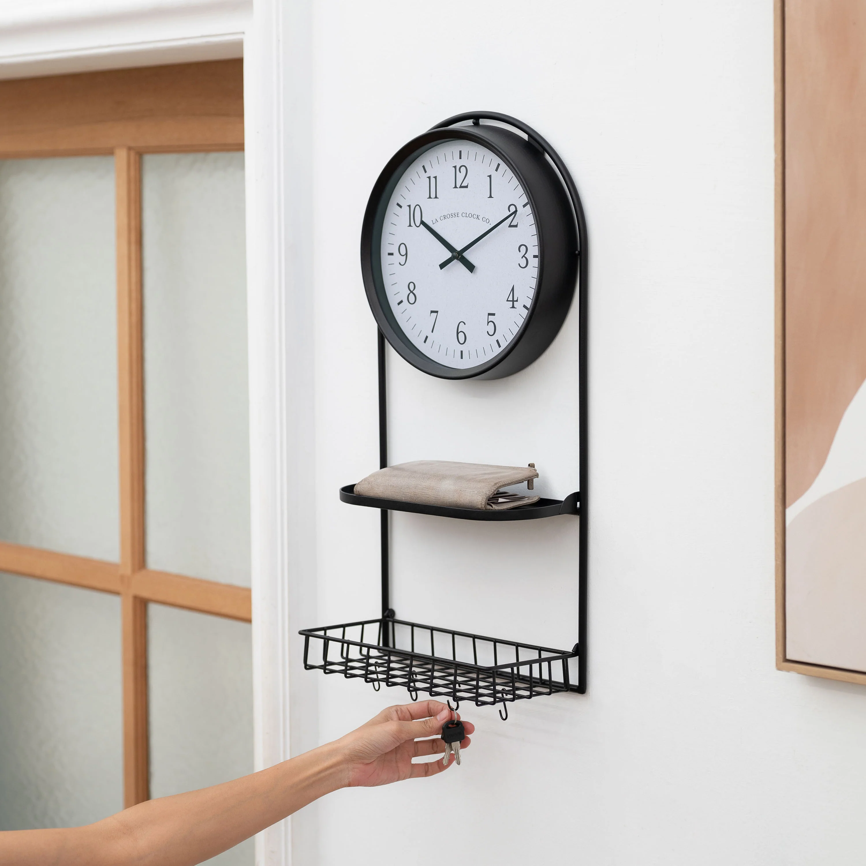 404 -3022 Depot Metal Wall Clock with Basket and Shelf - Image 3