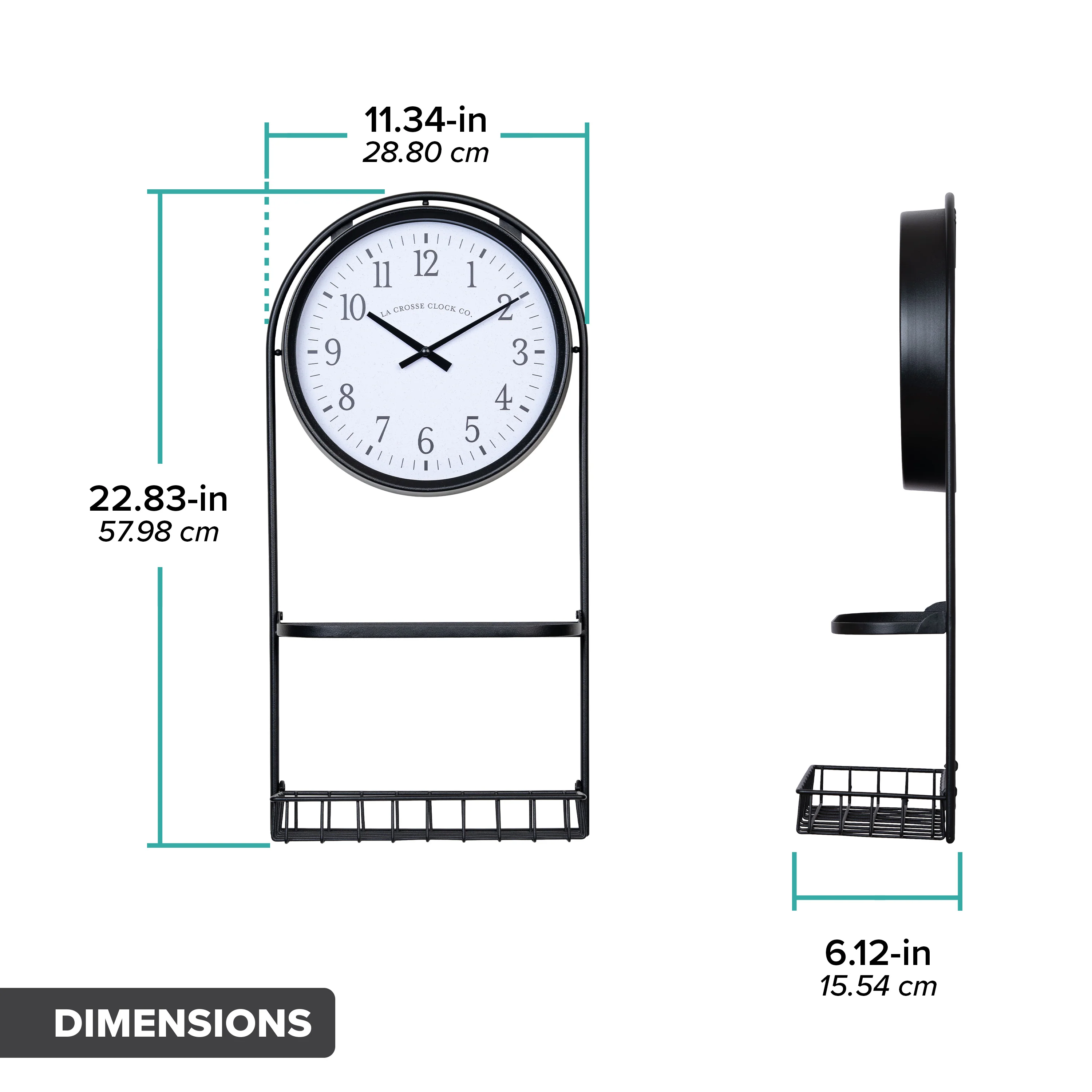 404 -3022 Depot Metal Wall Clock with Basket and Shelf - Image 8