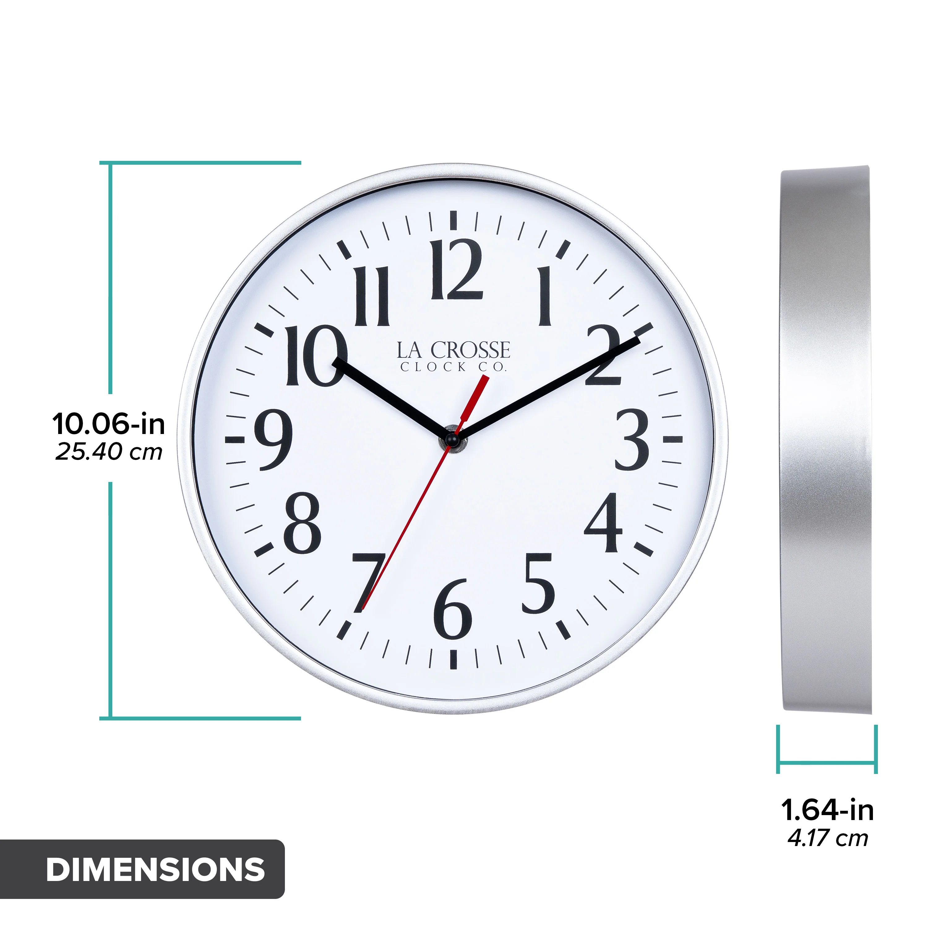 404-3025S 10-inch Basics Analog Wall Clock – Silver - Image 9