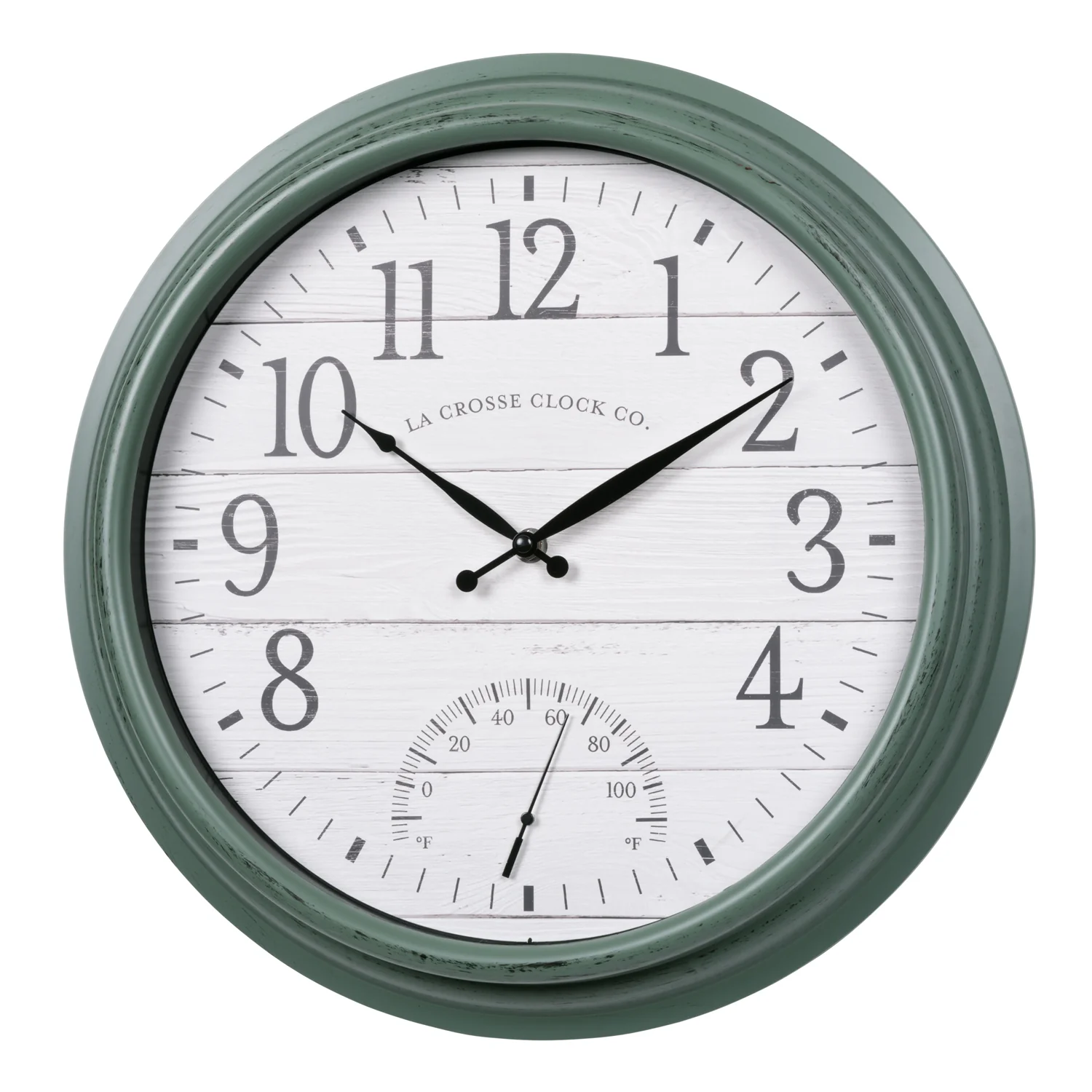 404-3840SG 15.75-inch Indoor/Outdoor Analog Wall Clock w/ Temperature - Image 2