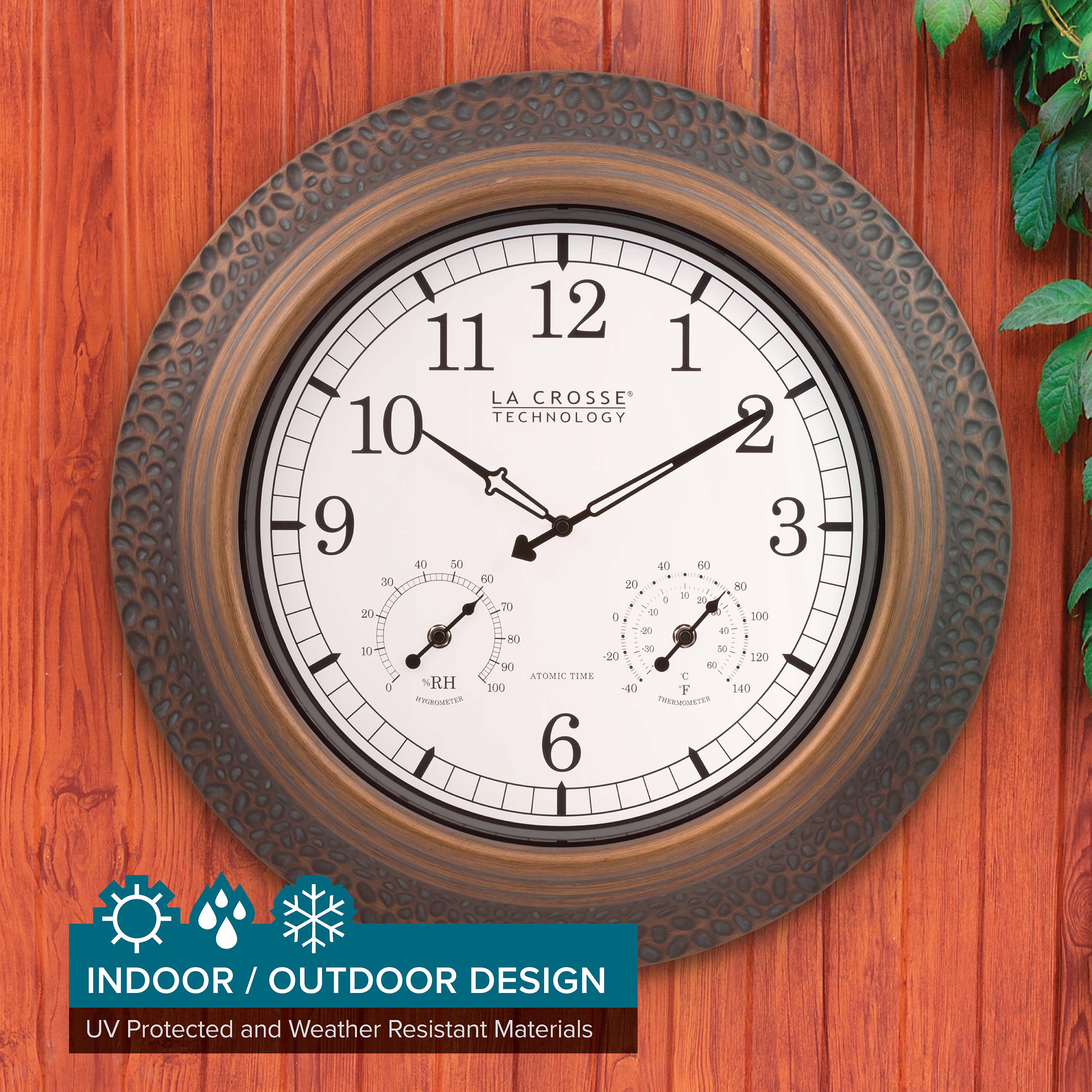 433-3256A 21" Indoor/Outdoor Atomic Metal Wall Clock - Image 3