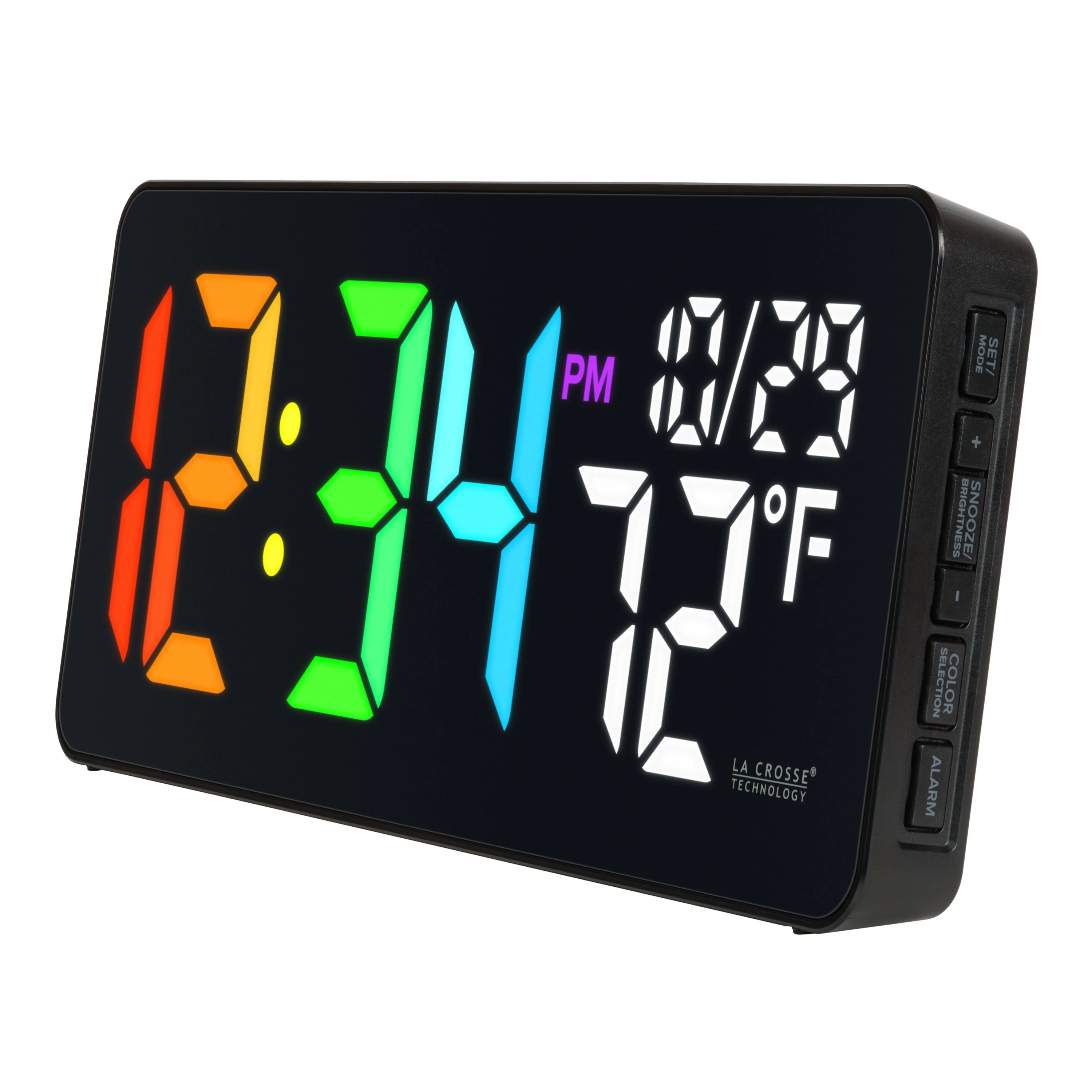 513-1411 Color-Changing Digital LED Wall Clock with Indoor Temperature - Image 2