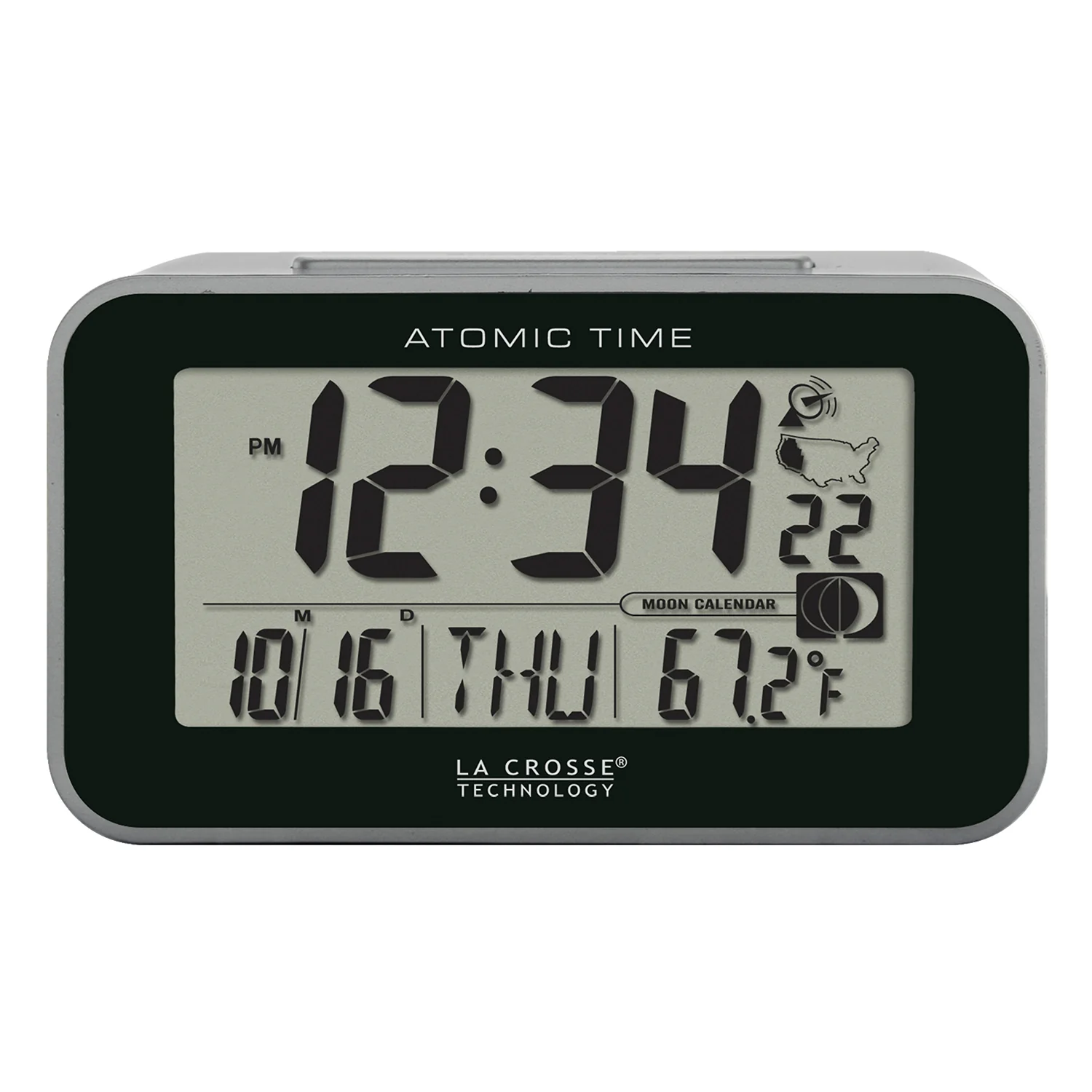 617-1270 Atomic Alarm Clock with Temp and Moon Phase - Image 5