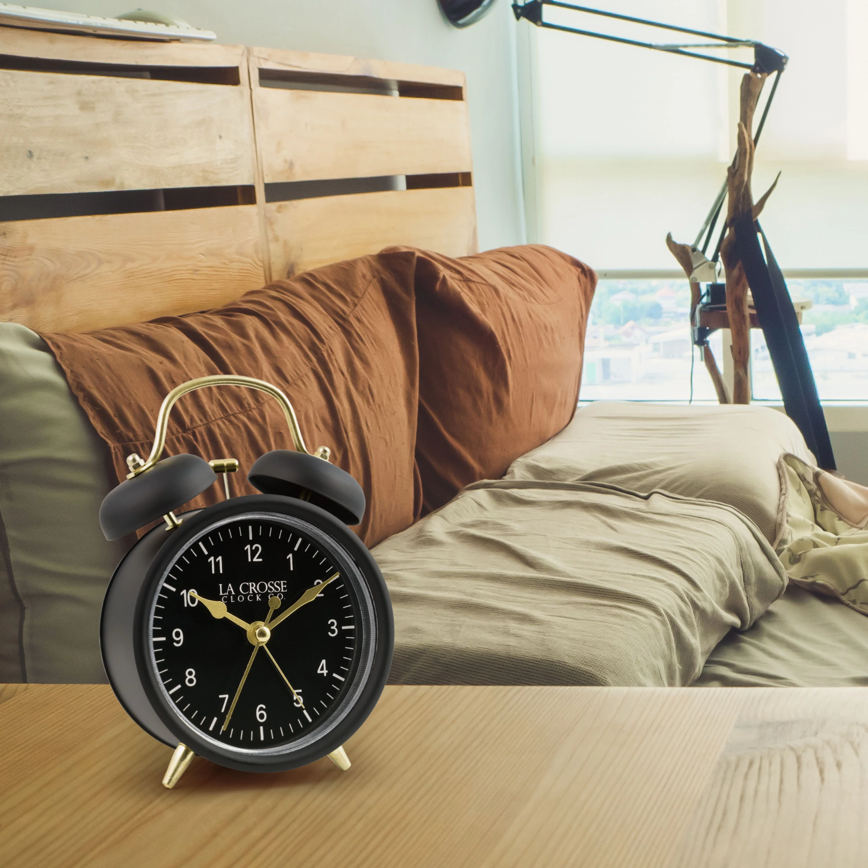 617-3314BG Twin Bell Alarm Clock - Black - Image 4