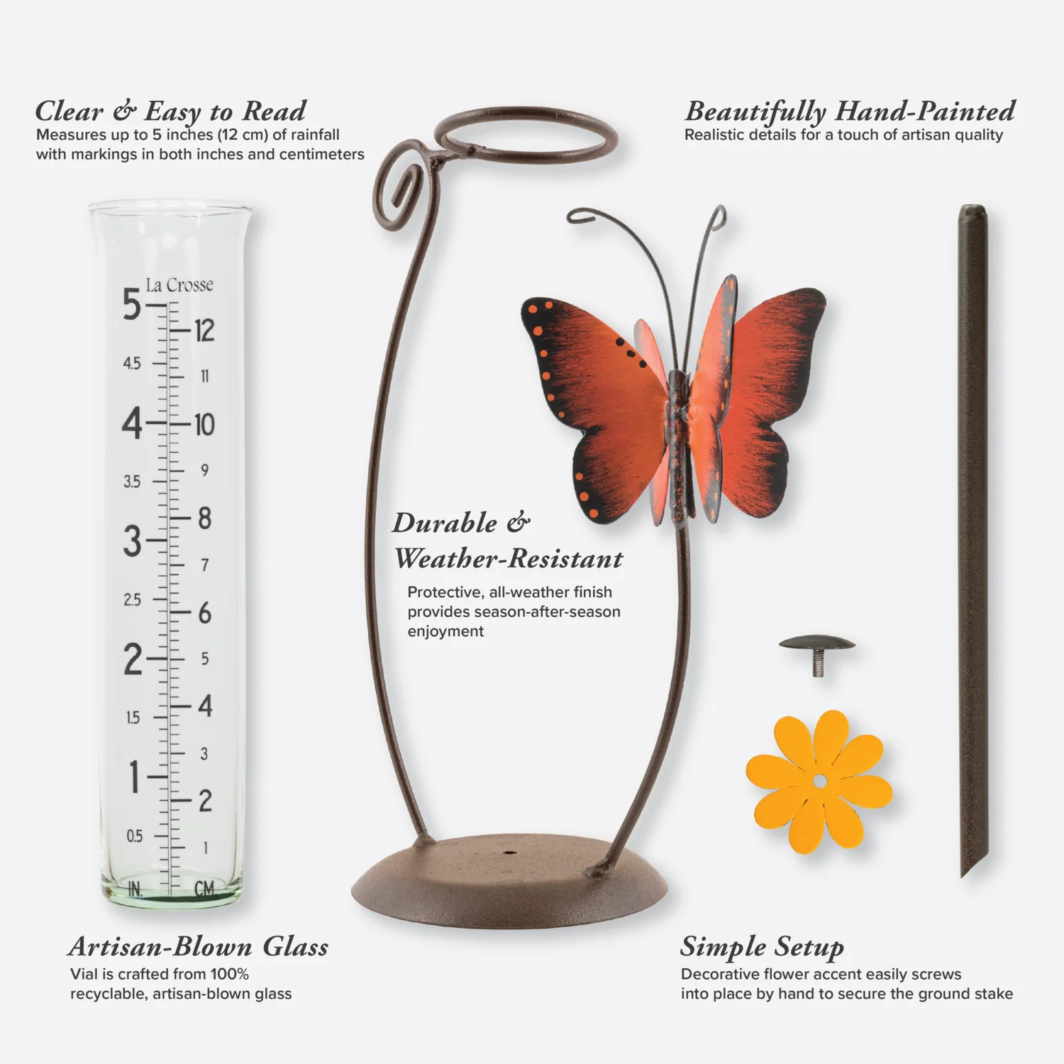 704-13077 Butterfly Rain Gauge - Orange - Image 5