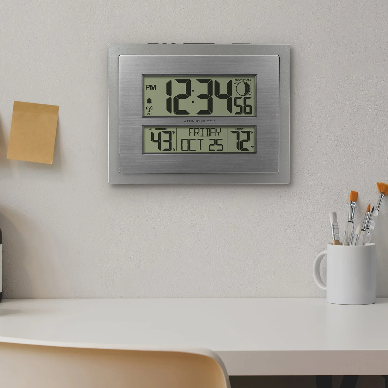 W79752V2 Silver Atomic Digital Clock - Image 3