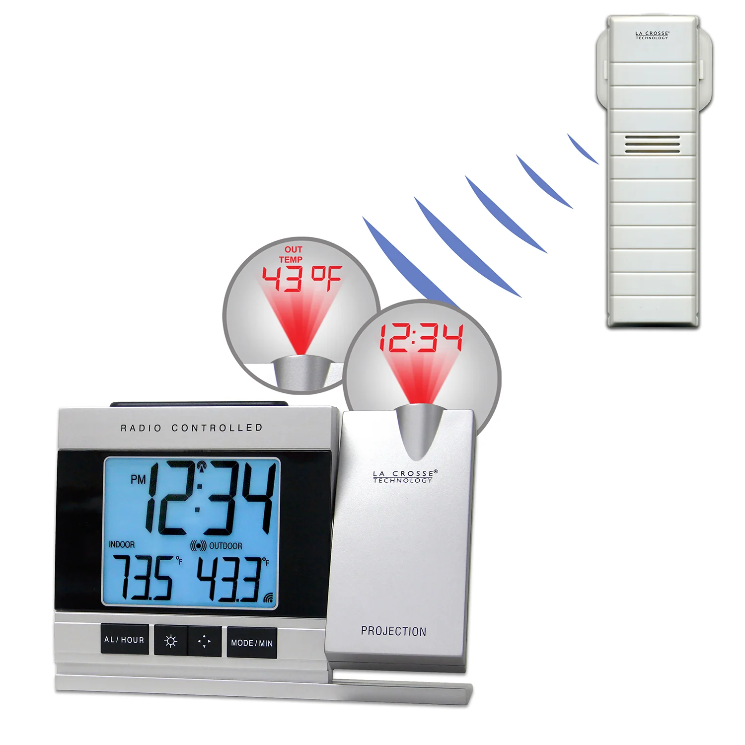 Projection Alarm Clock with Indoor/Outdoor Temperature - Image 5