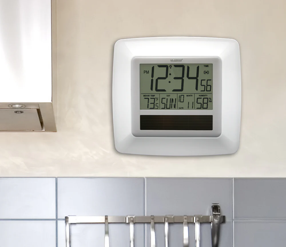 Solar Atomic Digital Wall Clock with Indoor Temperature and Humidity - Image 2